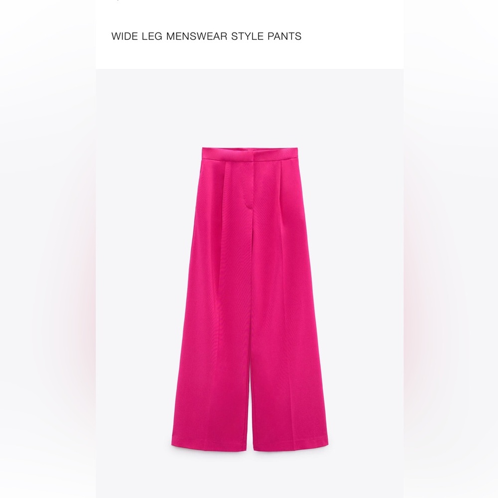 Zara Fuschia Wide Leg Trouser - pockets, single pleat